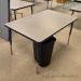 Height Adjustable Grey Office Table w/ Blue Trim 48x30